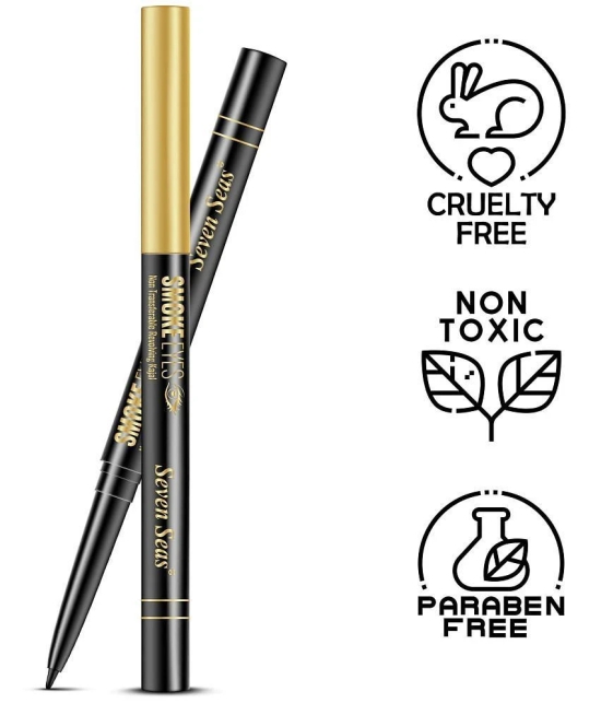 Seven Seas Smoke Eyes Waterproof | Smudgeproof|Long Lasting|Non Transferable|Revolving Kajal(Black)