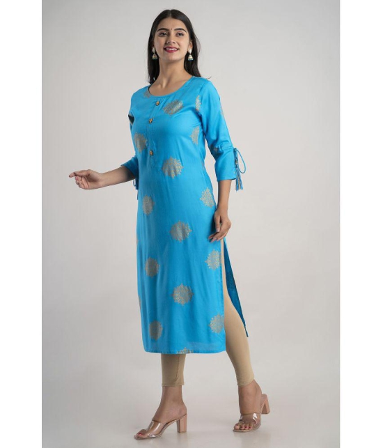 MAUKA - Blue Rayon Women's Straight Kurti ( Pack of 1 ) - None