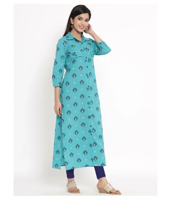 Kbz Turquoise Rayon Straight Kurti - XL