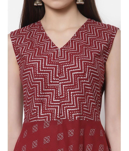 Kbz Cotton Maroon Fit And Flare Dress - Single - M