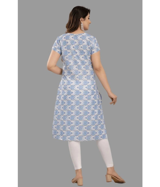 Frionkandy - Light Blue Cotton Womens Straight Kurti ( Pack of 1 ) - None