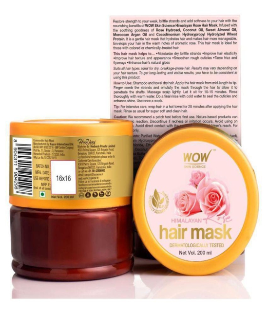 WOW Skin Science Himalayan Rose Hair Mask For Volumnising Hair, Anti Smelly Scalp - 200mL