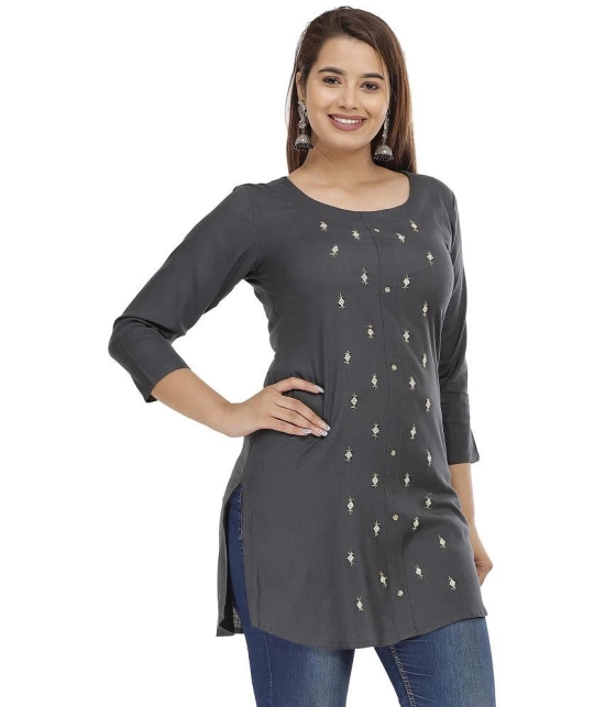 JC4U - Grey Rayon Womens Straight Kurti ( Pack of 1 ) - None