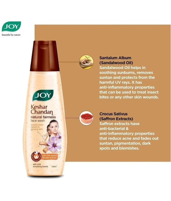 Joy Keshar Chandan Natural Glowing Skin & Fairness Face Wash 200ml, (Pack of 2 X 100ml)