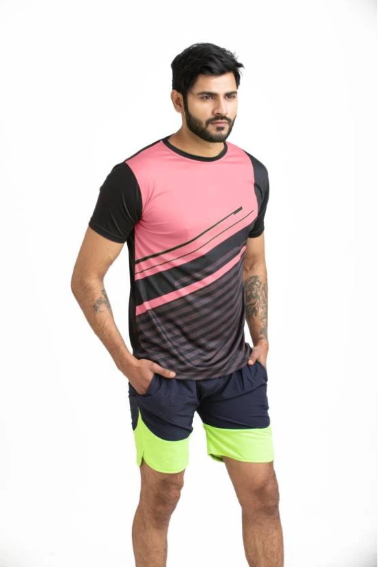 Men Colorblock Round Neck Polyester Multicolor T-Shirt