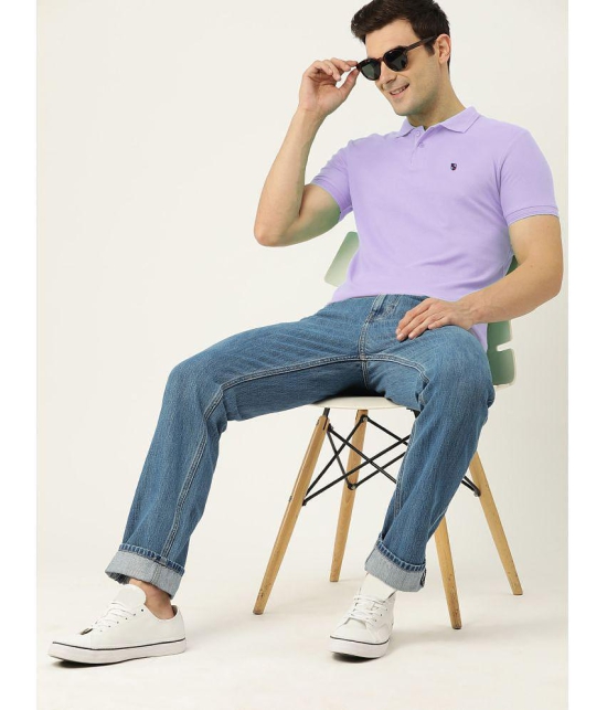 ADORATE Cotton Blend Regular Fit Solid Half Sleeves Mens Polo T Shirt - Lavender ( Pack of 1 ) - None