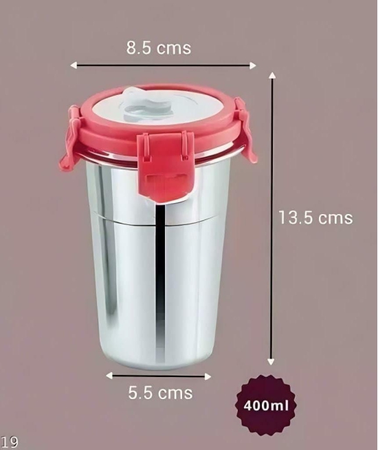 Entisia Fusion Tumbler Glass with Straw - 1 Pcs Multi-Purpose Stainless Steel Leak Proof Glass Jar, Air Tight Transparent Glass for Milk, Juice, Buttermilk, Home, Travel (400 Ml)