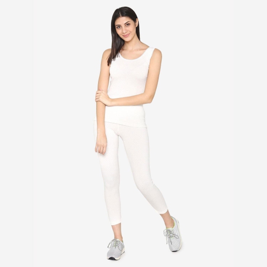 Vami Sleeve- less Thermal Top For Women in Off- White  Color XXL