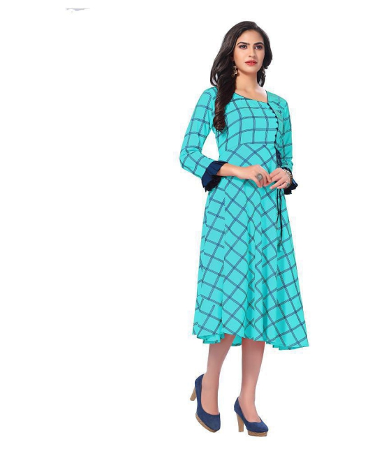 haya fashion - Blue Rayon Women''s Flared Kurti ( Pack of 1 ) - XL