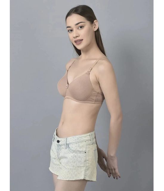 Dollar Missy Beige Cotton Lightly Padded Womens T-Shirt Bra ( Pack of 2 ) - None