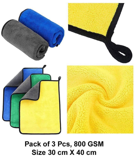 EIGHTEEN ENTERPRISE - Multicolor 800 GSM Microfiber Cloth For Automobile ( Pack of 3 )