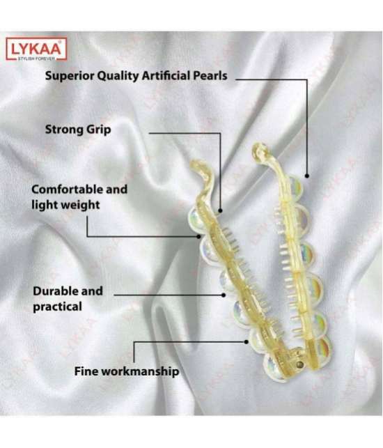 LYKAA White Girls Banana Clip ( Pack of 2 ) - White