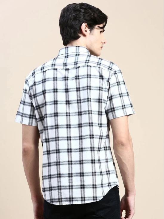 Showoff Cotton Blend Regular Fit Checks Half Sleeves Mens Casual Shirt - White ( Pack of 1 ) - None