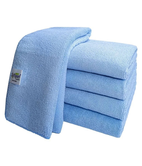 SOFTSPUN Microfiber Cleaning Cloths, 5pcs 40x40cms 340GSM Sky Blue! Highly Absorbent, Lint and Streak Free, Multi -Purpose Wash Cloth for Kitchen, Car, Window, Stainless Steel, silverware.