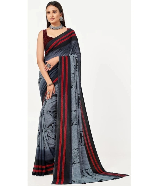 LEELAVATI - Grey Georgette Saree With Blouse Piece ( Pack of 1 ) - Grey