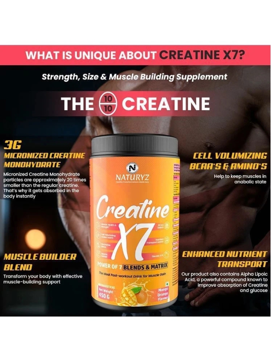 NATURYZ Creatine X7 Post Workout Supplement With 7 Blends & Matrix For Lean Body -450g(Mango Orange)