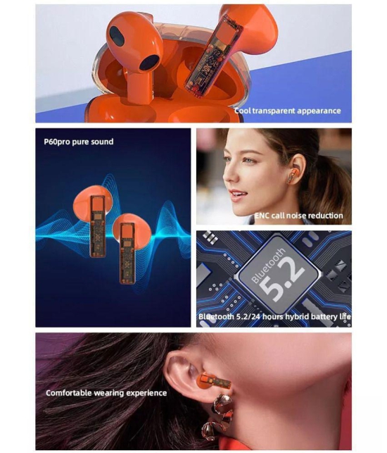 VEhop Transparent Earbuds On Ear True Wireless (TWS) 25 Hours Playback IPX4(Splash & Sweat Proof) Comfirtable in ear fit -Bluetooth V 5.2 Assorted