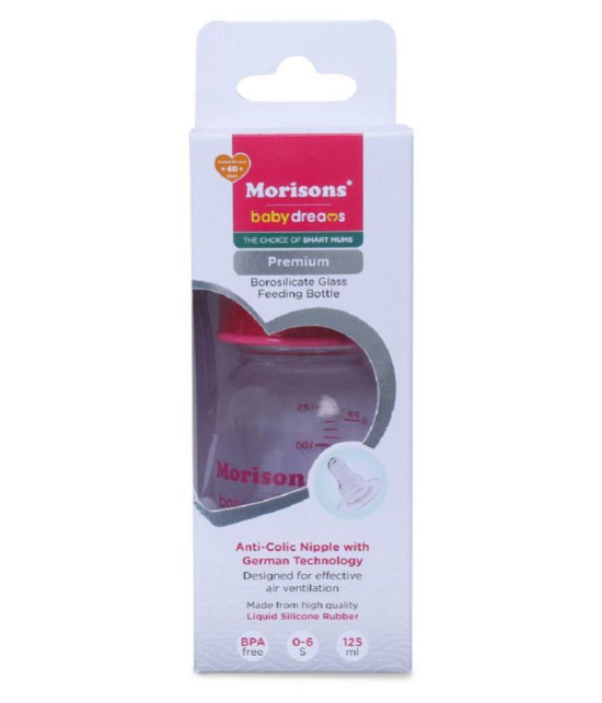 Morisons Baby Dreams Glass Feeding Bottle 125ml - Pink