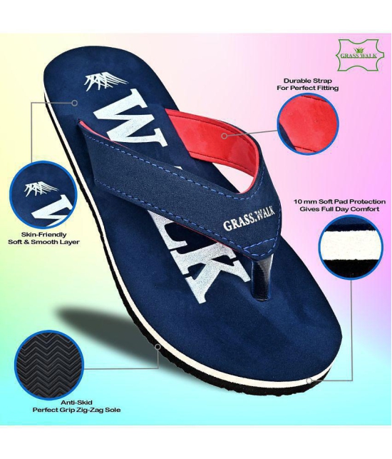 GRASS WALK - Navy Blue Men's Thong Flip Flop - None