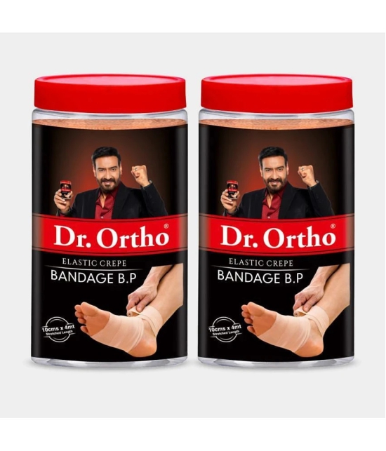 Dr. Ortho Elastic Crepe Bandage - 10cm x 4mt (Pack of 2) Orthopaedic Cotton Fabric