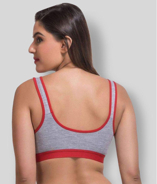 Daily Touch Pink,Black,Red Cotton Color Blocking Sports Bra - 34