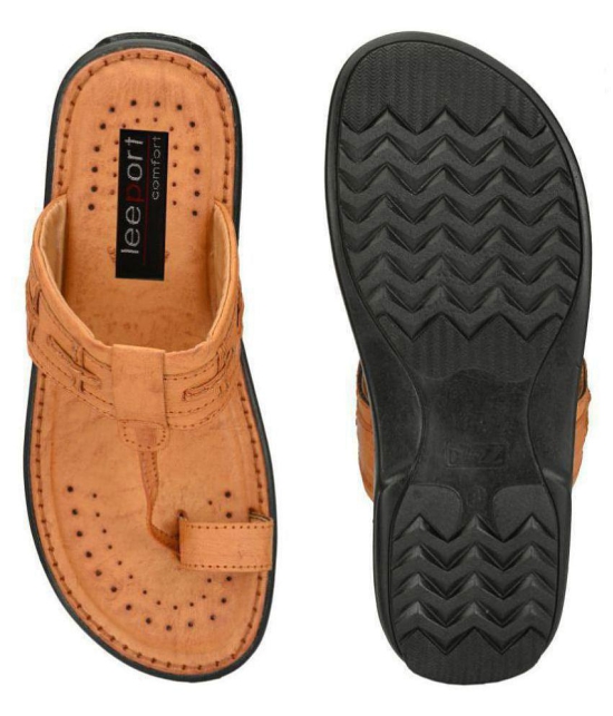 Leeport Beige Kolhapuri Chappal - None