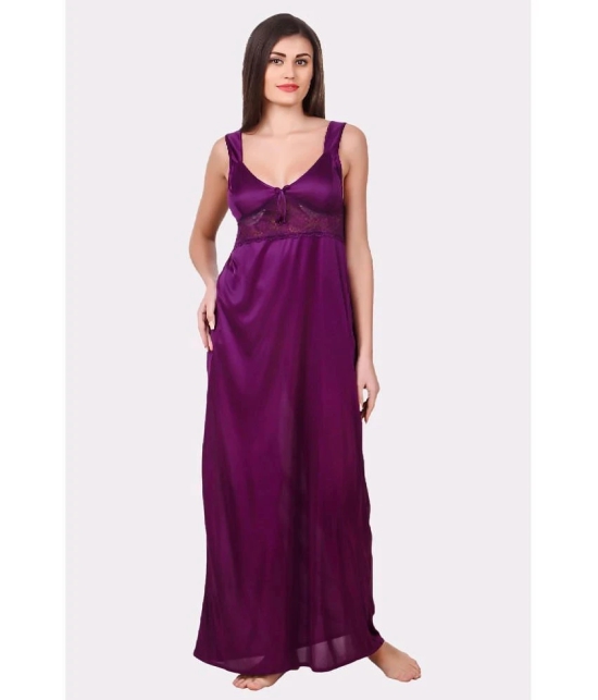 Fasense Purple Satin Womens Nightwear Nighty & Night Gowns ( Pack of 1 ) - None