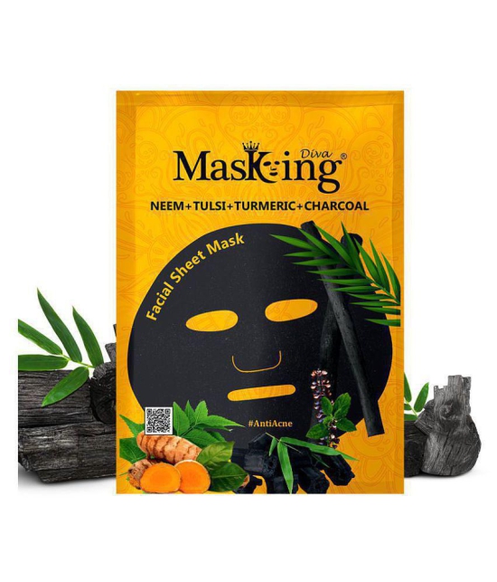 Masking BeautyDiva Potato, Neem, Tulsi, Turmeric & Charcoal Face Sheet Mask Masks 50 ml Pack of 2