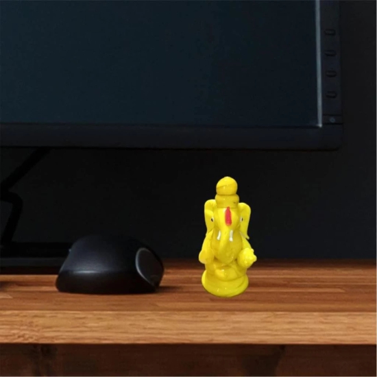 THE ALLCHEMY Small Size Glass Ganesha, Gifting Ganesha Statue (Yellow)