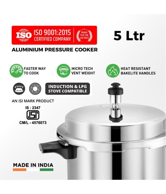 LEORON 5 L Aluminium OuterLid Pressure Cooker With Induction Base