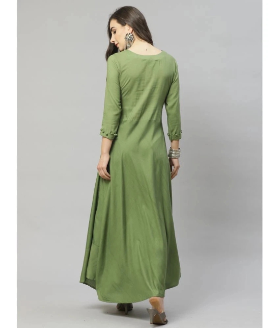 JC4U Rayon Green A- line Dress - Single - M