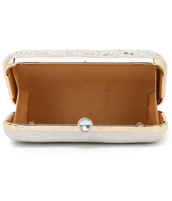 Anekaant White Silk Box Clutch - White