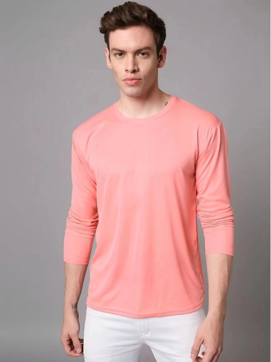 PPTHEFASHIONHUB Cotton Blend Oversized Fit Solid Full Sleeves Mens Round T-Shirt - Pink ( Pack of 1 ) - None