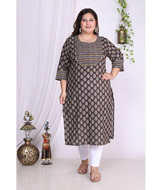 Swasti Cotton Printed Straight Womens Kurti - Brown ( Pack of 1 ) - None