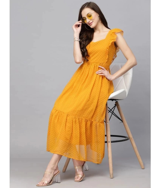 Apnisha - Yellow Georgette Womens Fit & Flare Dress ( Pack of 1 ) - None