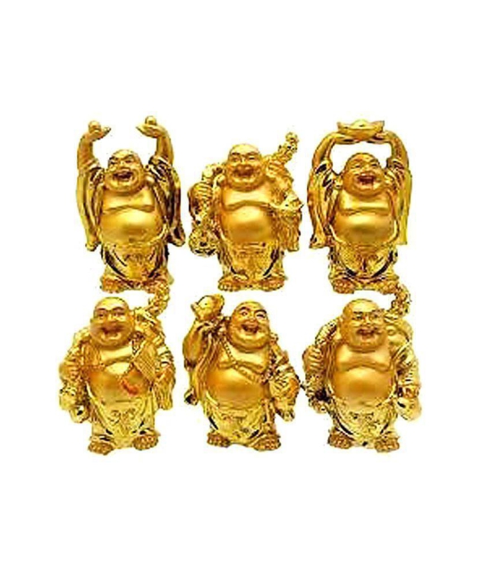 Isteel Golden Set Of Laughing Buddha (6 Pcs)