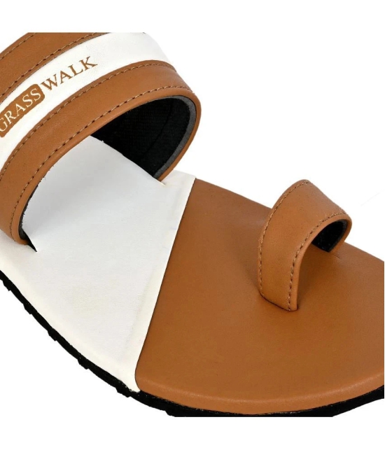 GRASS WALK Tan Mens Leather Slipper - None