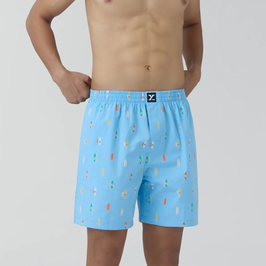 Surf Super Combed Cotton Boxer Shorts SurfBoard Blue XL