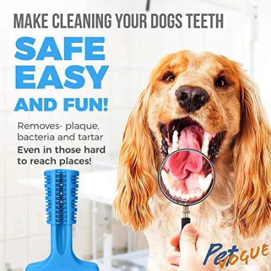 PetVogue Dog Toothbrush Stick Bristly Brushing Stick Dog Teeth Cleaning Treats Chew Toys Bite Resistant Puppy Effective Dental Care Doggy Natural Rubber Massager for Small & Medium Dogs Pets- Small