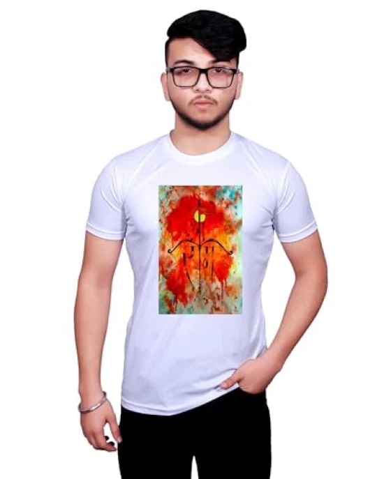 NITYANAND CREATIONS Round Neck White Holi T-Shirt for MEN-HOLI-T-SHIRT-11571-M