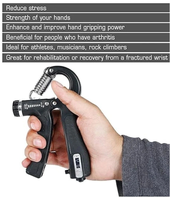 Counter Hand Gripper for Gym Workout Hand Exercise Equipment for Men & Women to Use in Home for Forearm Exercise Finger Exercise Power Gripper  Pack of 1 - Black