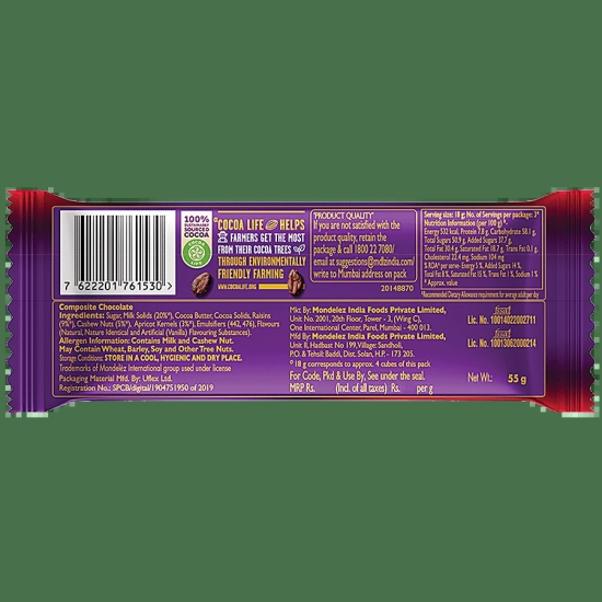 Cadbury Dairy Milk Silk Silk Fruit & Nut Chocolate Bar, 55 G