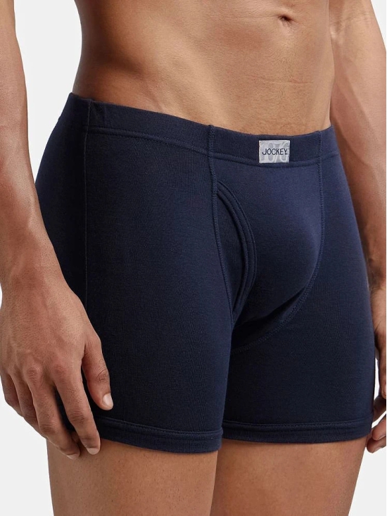 Jockey 8008 Men Super Combed Cotton Rib Solid Boxer Brief - Deep Navy (Pack of 2) - None