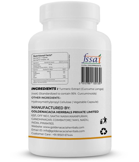 GOLDENACACIA HERRBALS Curcumin 500mg 90 Capsule 1 no.s