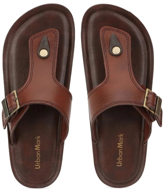 UrbanMark Men Comfortable Cushioned with Side Buckle Strap Thong Flip-Flop - None