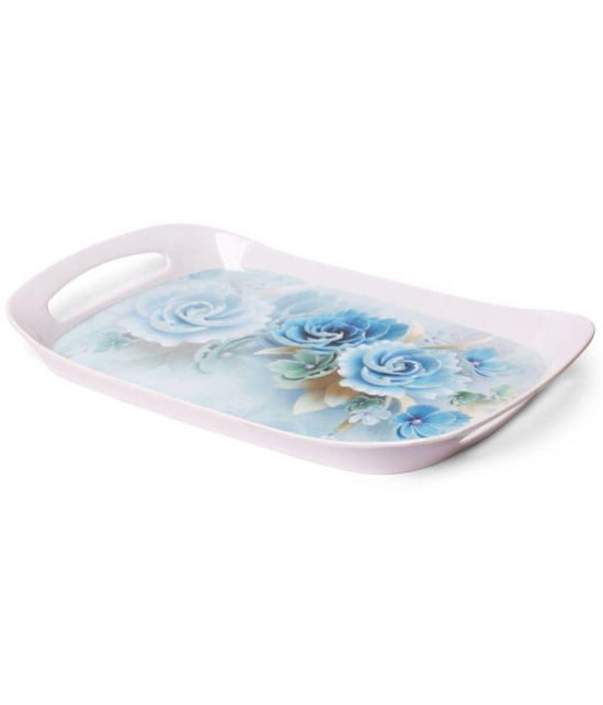 HomePro - Blue Floral Design Tray Multicolor Serving Tray ( Set of 1 )