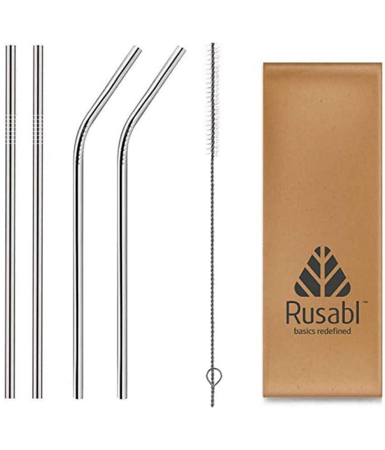 Rusabl Stainless Steel Silver Straws - Silver