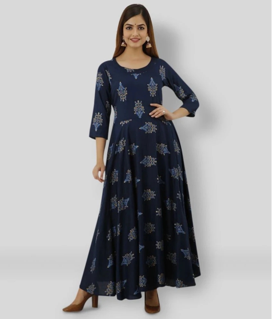 Lee Moda - Blue Rayon Womens Anarkali Kurti ( Pack of 1 ) - XXL