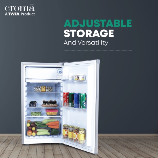 Croma 84 Litres 2 Star Direct Cool Single Door Refrigerator with Reversible Door (Grey)