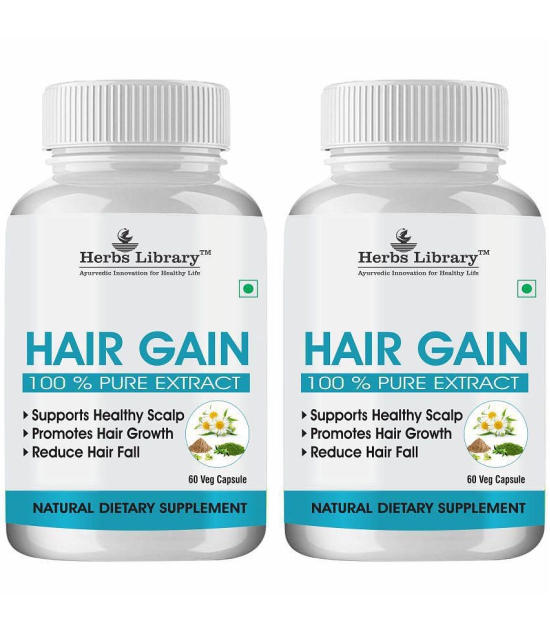 Herbs Library Hair Gain, Herbal Supplement For Hair Growth, 60 Capsules Each (Pack of 2)